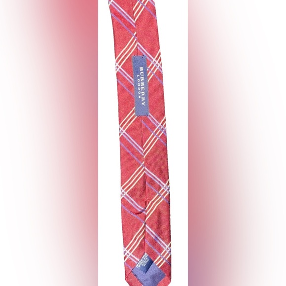 Burberry London Red Striped Tie Pure Silk Made in England - Picture 2 of 4